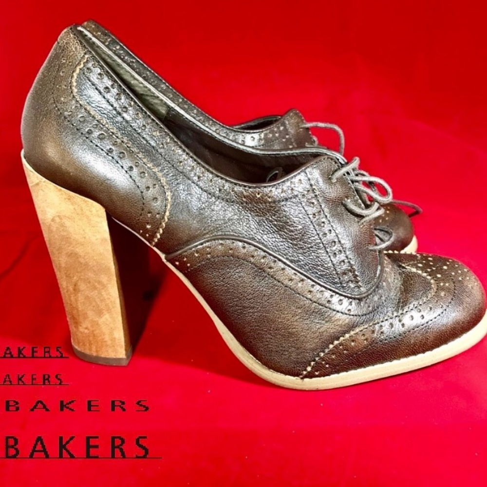 Bakers | Brown Oxford Heeled Shoe | Size 7